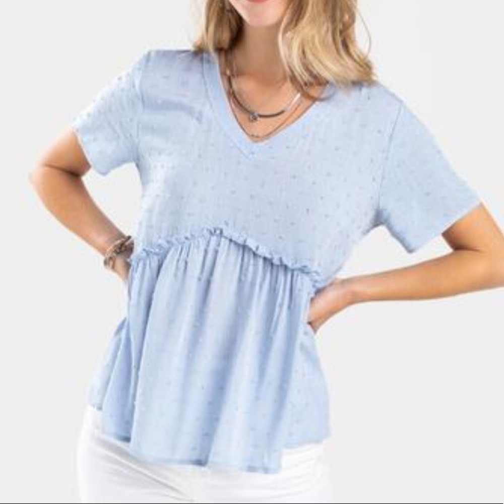 Francesca’s Marene Clip Dot Blouse plus size